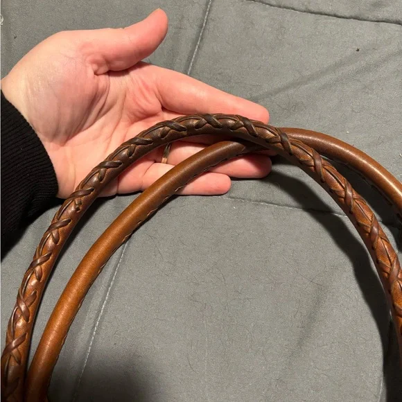 MICHAEL KORS Handbag Purse Large White Canvas Brown Leather Tote Bag - Picture 7 of 10